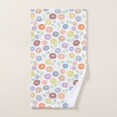 Fuzzy Flower Pattern Pastels on White バスタオルセット (ハンドタオル)