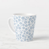 Fuzzy Flower Rpt Pattern Blue on White カフェラテマグ (左アングル)