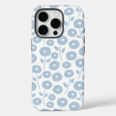 Fuzzy Flower Rpt Pattern Blue on White Case-Mate iPhoneケース (裏面)