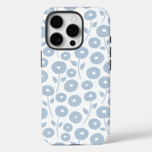 Fuzzy Flower Rpt Pattern Blue on White Case-Mate iPhoneケース (裏面)