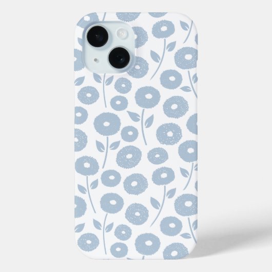 Fuzzy Flower Rpt Pattern Blue on White Case-Mate iPhoneケース (裏面)