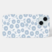 Fuzzy Flower Rpt Pattern Blue on White Case-Mate iPhoneケース (裏面 (横))