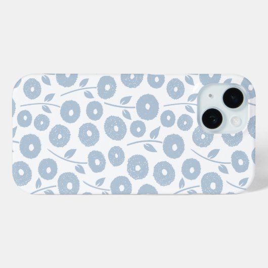 Fuzzy Flower Rpt Pattern Blue on White Case-Mate iPhoneケース (裏面 (横))
