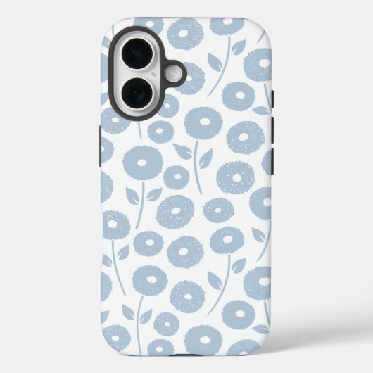 Fuzzy Flower Rpt Pattern Blue on White Case-Mate iPhoneケース (裏面)