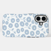 Fuzzy Flower Rpt Pattern Blue on White Case-Mate iPhoneケース (裏面 (横))