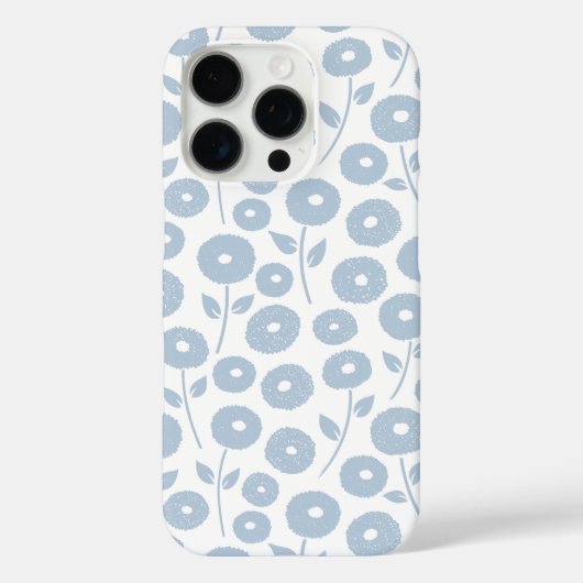 Fuzzy Flower Rpt Pattern Blue on White Case-Mate iPhoneケース (裏面)