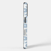 Fuzzy Flower Rpt Pattern Blue on White Case-Mate iPhoneケース (裏面 / 右)