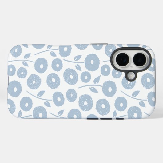 Fuzzy Flower Rpt Pattern Blue on White Case-Mate iPhoneケース (裏面 (横))