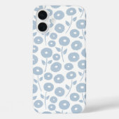 Fuzzy Flower Rpt Pattern Blue on White Case-Mate iPhoneケース (裏面)