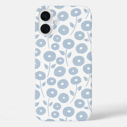 Fuzzy Flower Rpt Pattern Blue on White Case-Mate iPhoneケース (裏面)