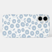 Fuzzy Flower Rpt Pattern Blue on White Case-Mate iPhoneケース (裏面 (横))