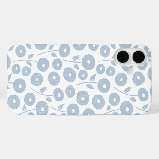 Fuzzy Flower Rpt Pattern Blue on White Case-Mate iPhoneケース (裏面 (横))