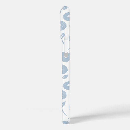 Fuzzy Flower Rpt Pattern Blue on White Case-Mate iPhoneケース (裏面 / 左)