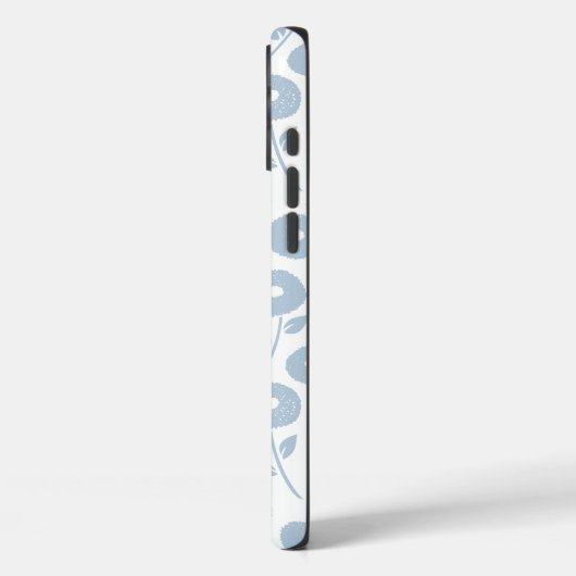 Fuzzy Flower Rpt Pattern Blue on White Case-Mate iPhoneケース (裏面 / 左)