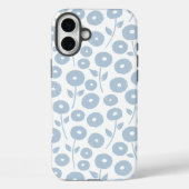 Fuzzy Flower Rpt Pattern Blue on White Case-Mate iPhoneケース (裏面)