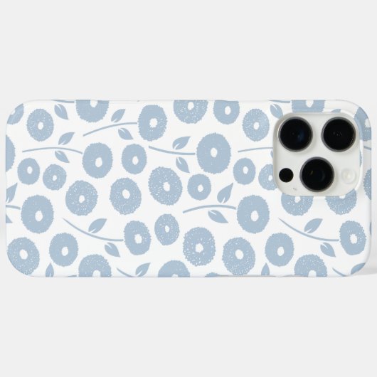 Fuzzy Flower Rpt Pattern Blue on White Case-Mate iPhoneケース (裏面 (横))