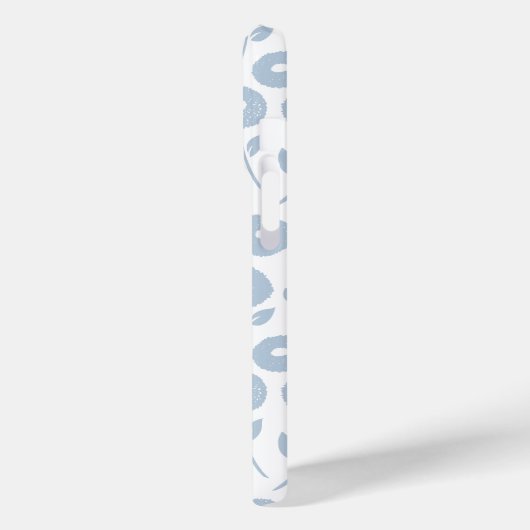 Fuzzy Flower Rpt Pattern Blue on White Case-Mate iPhoneケース (裏面 / 左)