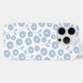 Fuzzy Flower Rpt Pattern Blue on White Case-Mate iPhoneケース (裏面 (横))