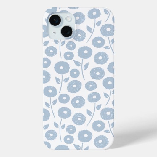 Fuzzy Flower Rpt Pattern Blue on White Case-Mate iPhoneケース (裏面)