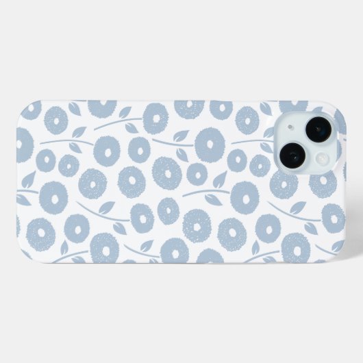 Fuzzy Flower Rpt Pattern Blue on White Case-Mate iPhoneケース (裏面 (横))