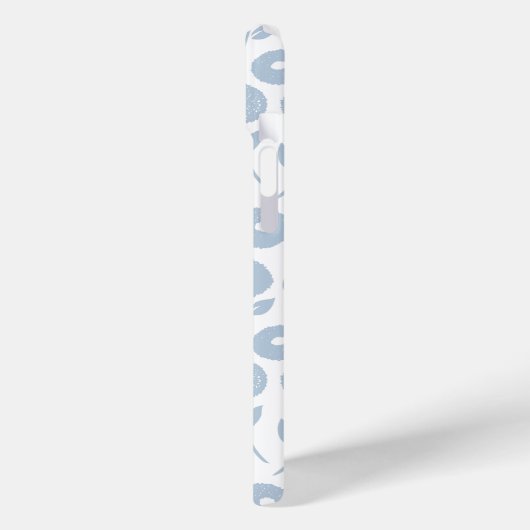 Fuzzy Flower Rpt Pattern Blue on White Case-Mate iPhoneケース (裏面 / 左)