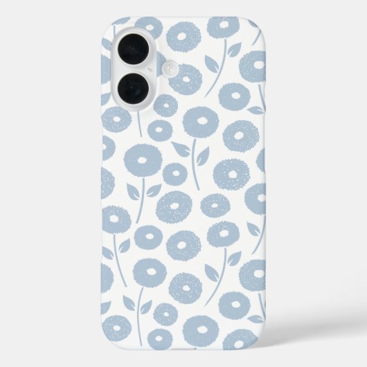 Fuzzy Flower Rpt Pattern Blue on White Case-Mate iPhoneケース (裏面)