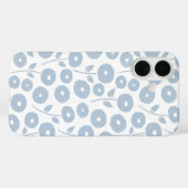 Fuzzy Flower Rpt Pattern Blue on White Case-Mate iPhoneケース (裏面 (横))