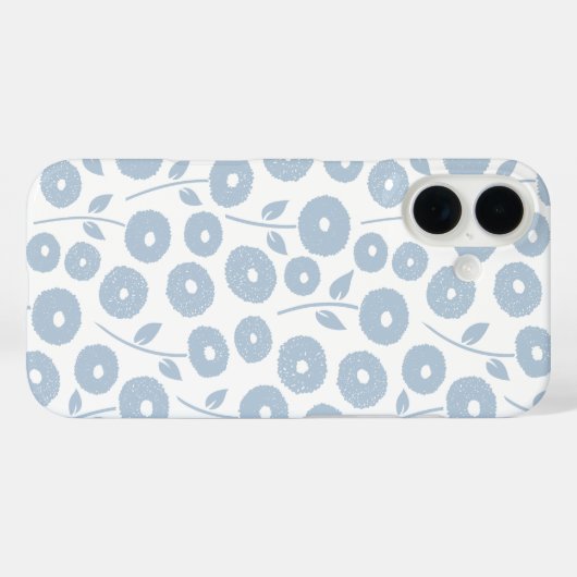 Fuzzy Flower Rpt Pattern Blue on White Case-Mate iPhoneケース (裏面 (横))