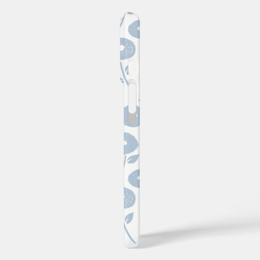 Fuzzy Flower Rpt Pattern Blue on White Case-Mate iPhoneケース (裏面 / 左)