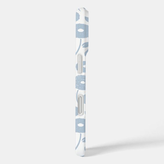 Fuzzy Flower Rpt Pattern Blue on White Case-Mate iPhoneケース (裏面 / 右)