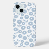 Fuzzy Flower Rpt Pattern Blue on White Case-Mate iPhoneケース (裏面)