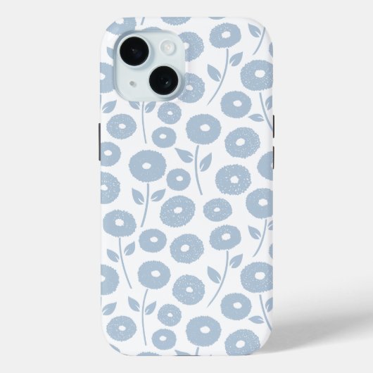 Fuzzy Flower Rpt Pattern Blue on White Case-Mate iPhoneケース (裏面)