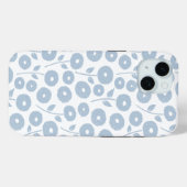 Fuzzy Flower Rpt Pattern Blue on White Case-Mate iPhoneケース (裏面 (横))