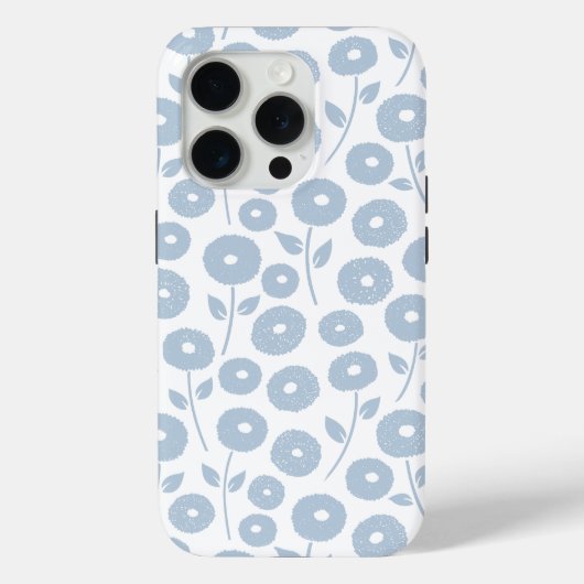 Fuzzy Flower Rpt Pattern Blue on White Case-Mate iPhoneケース (裏面)