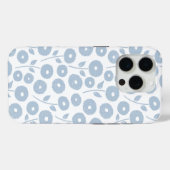 Fuzzy Flower Rpt Pattern Blue on White Case-Mate iPhoneケース (裏面 (横))