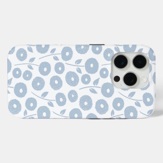 Fuzzy Flower Rpt Pattern Blue on White Case-Mate iPhoneケース (裏面 (横))