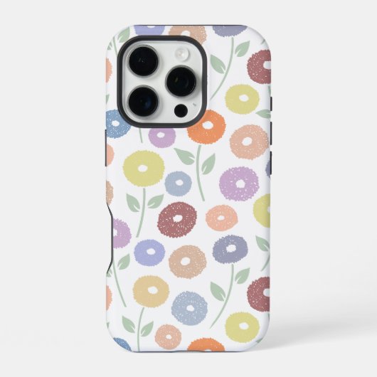 Fuzzy Flower Rpt Pattern Pastels on White iPhoneケース (裏面)
