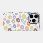 Fuzzy Flower Rpt Pattern Pastels on White iPhoneケース (裏面横)