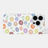 Fuzzy Flower Rpt Pattern Pastels on White iPhoneケース (裏面横)
