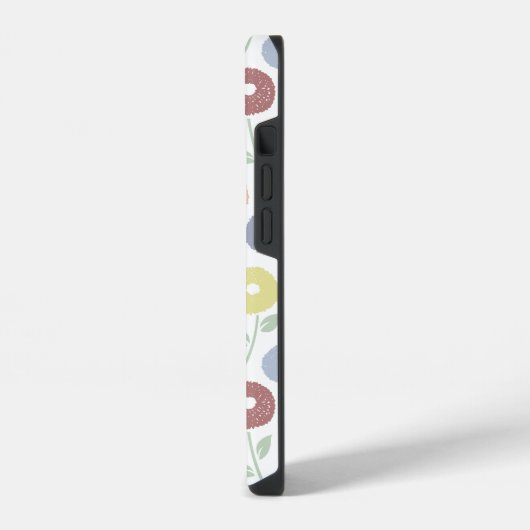 Fuzzy Flower Rpt Pattern Pastels on White iPhoneケース (左側面)