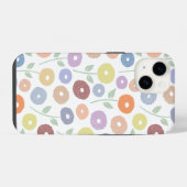 Fuzzy Flower Rpt Pattern Pastels on White iPhoneケース (裏面横)