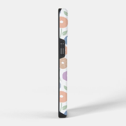 Fuzzy Flower Rpt Pattern Pastels on White iPhoneケース (右側面)