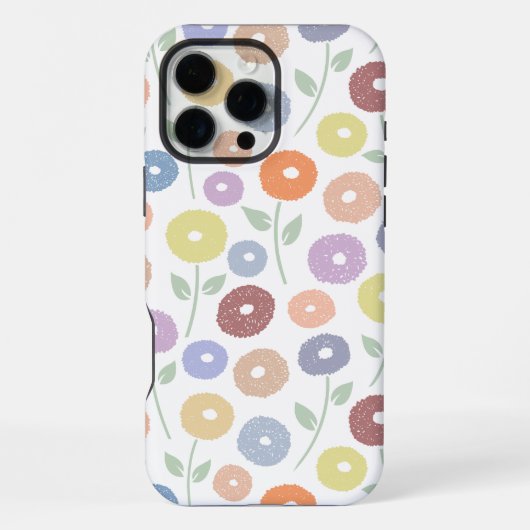 Fuzzy Flower Rpt Pattern Pastels on White iPhoneケース (裏面)