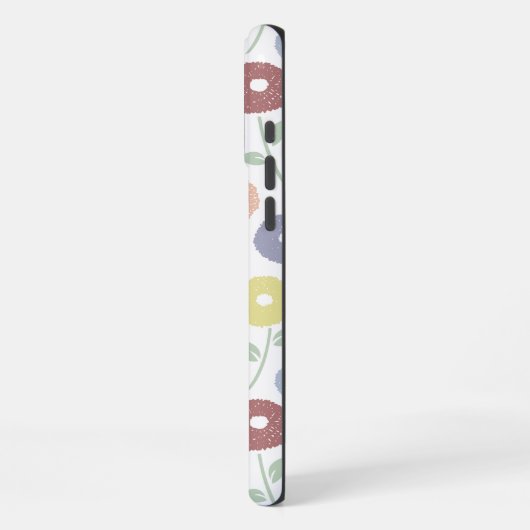 Fuzzy Flower Rpt Pattern Pastels on White iPhoneケース (左側面)