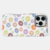 Fuzzy Flower Rpt Pattern Pastels on White iPhoneケース (裏面横)
