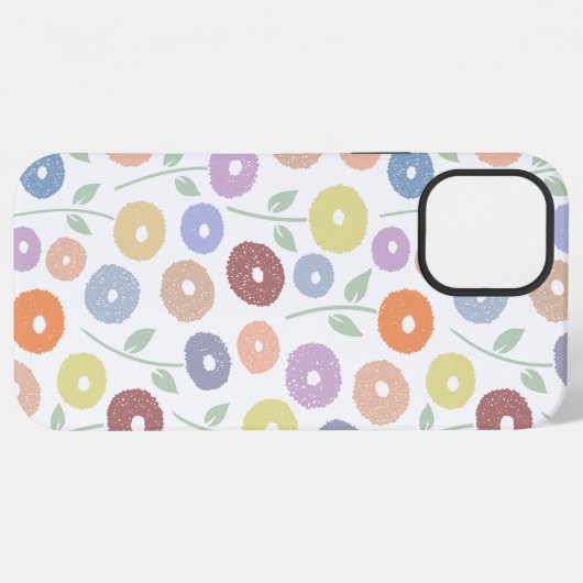 Fuzzy Flower Rpt Pattern Pastels on White iPhoneケース (裏面横)