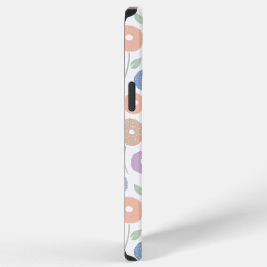 Fuzzy Flower Rpt Pattern Pastels on White iPhoneケース (右側面)