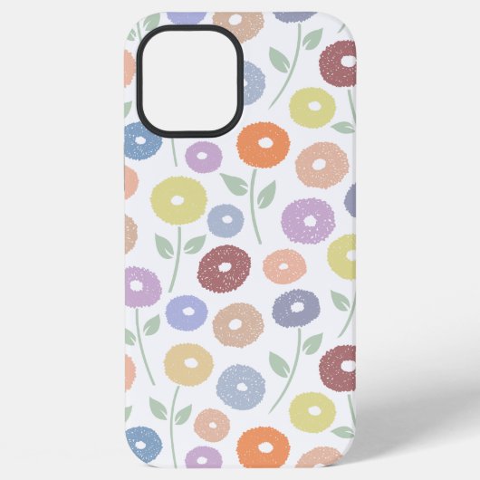 Fuzzy Flower Rpt Pattern Pastels on White iPhoneケース (裏面)