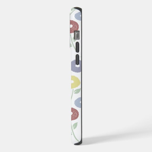 Fuzzy Flower Rpt Pattern Pastels on White iPhoneケース (左側面)
