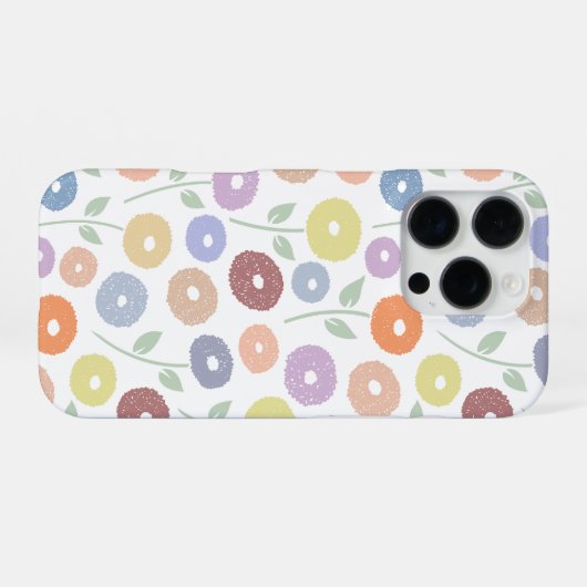 Fuzzy Flower Rpt Pattern Pastels on White iPhoneケース (裏面横)